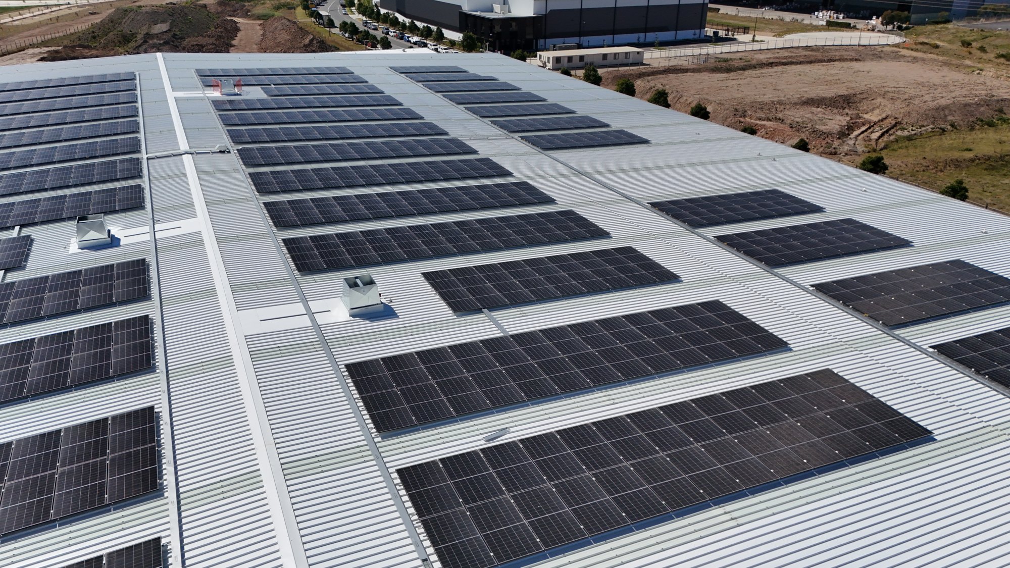 Bosch rooftop solar panel rows detail