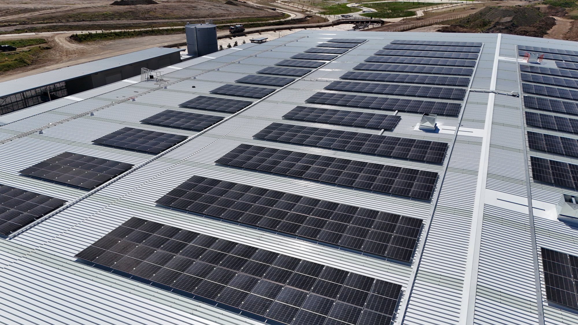 Bosch commercial solar install aerial view