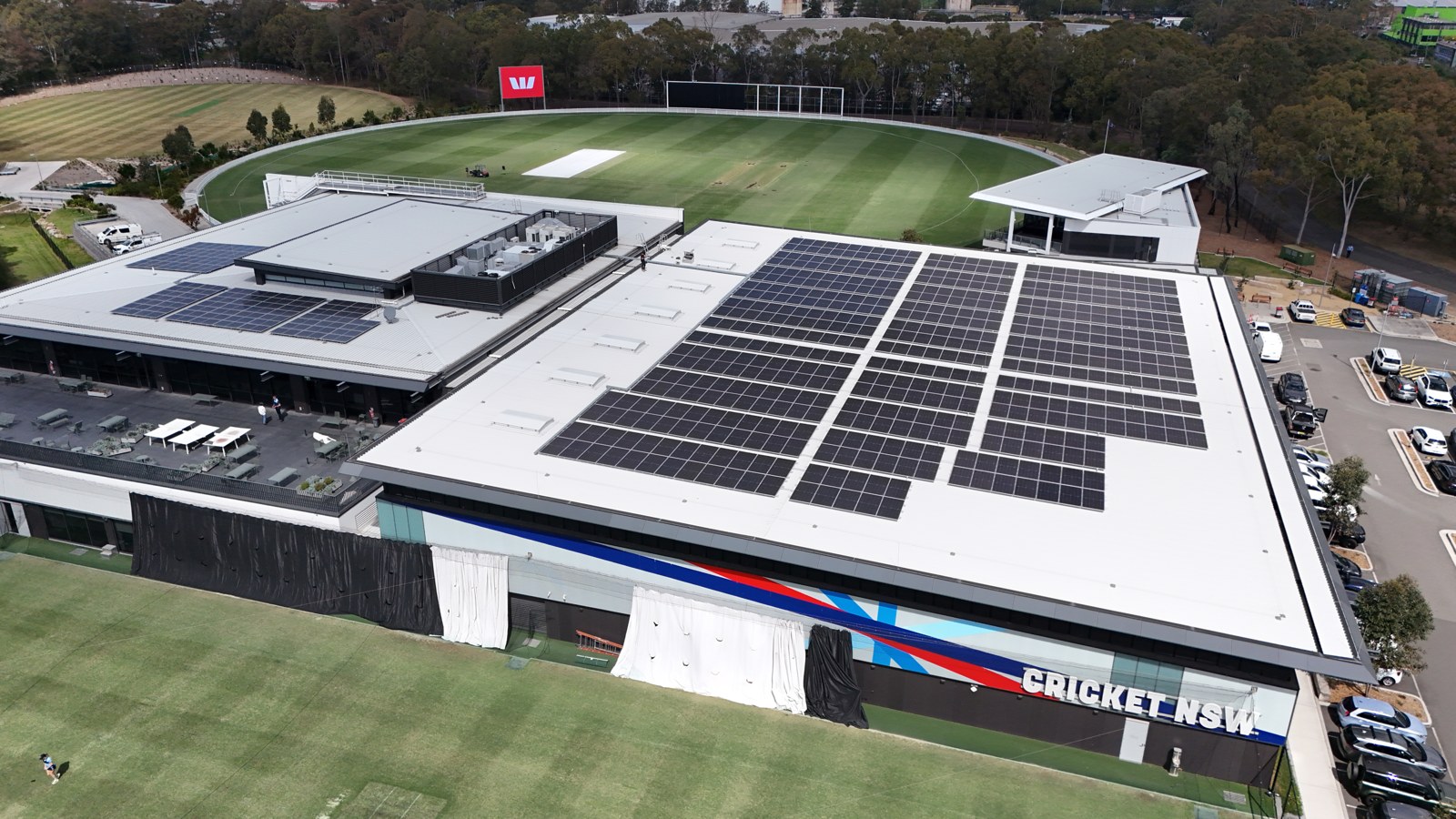 Cricket Central 320kW commercial rooftop solar — NSW Cricket Centre, Sydney Olympic Park — ATI